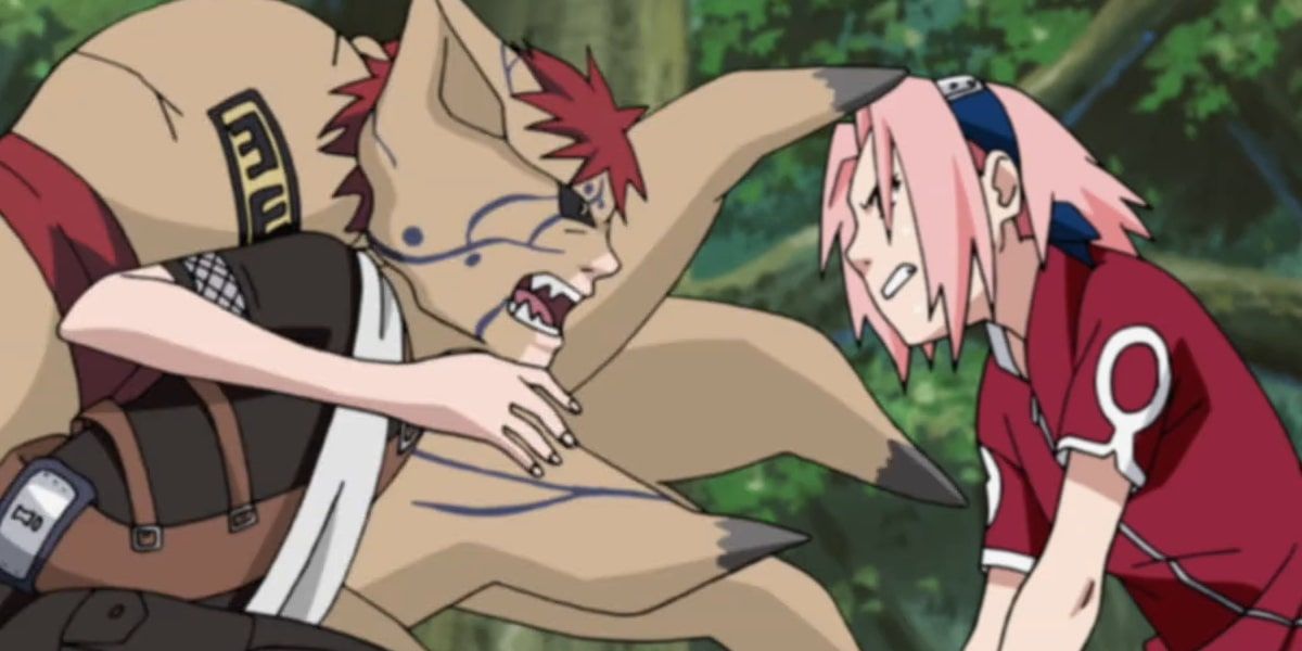 Sakura Defends Sasuke During Fight With Gaara In Naruto Anime