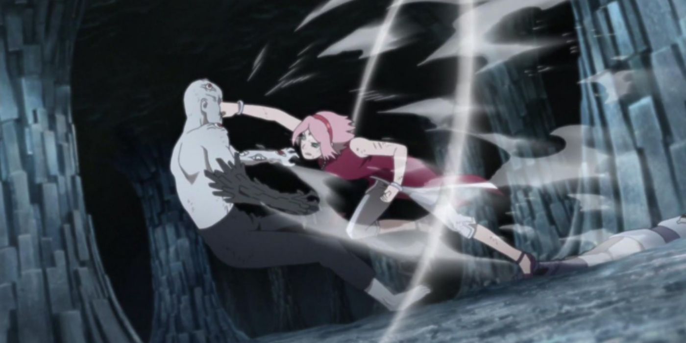 Shin Uchiha being punched by Sakura 