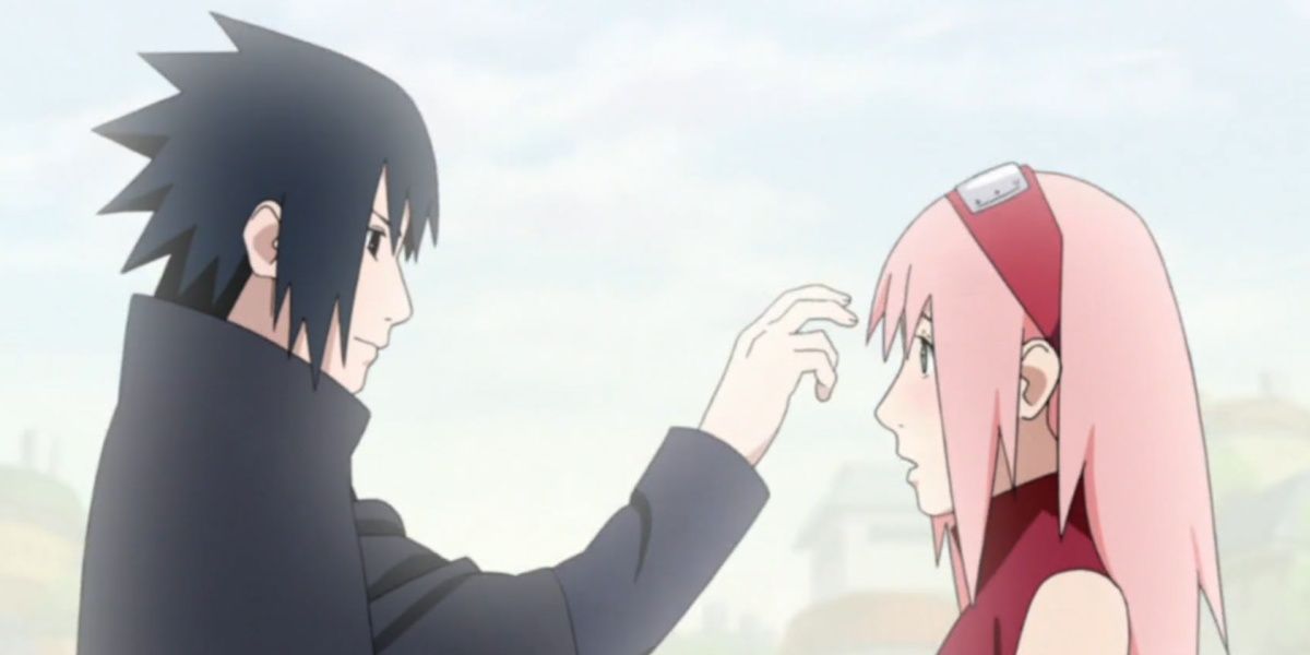 Sasuke Pokes Sakura In The Forehead In Naruto Shippuden Anime