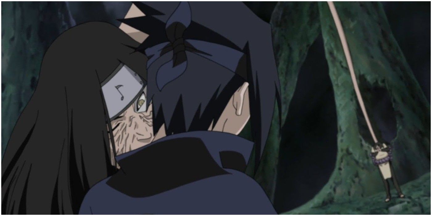 orochimaru biting sasuke's neck in the forest of death