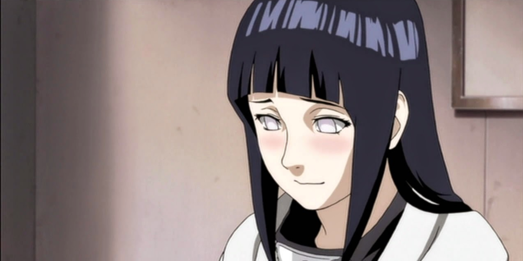 Hinata Hyuga blushes in Naruto Shippuden.