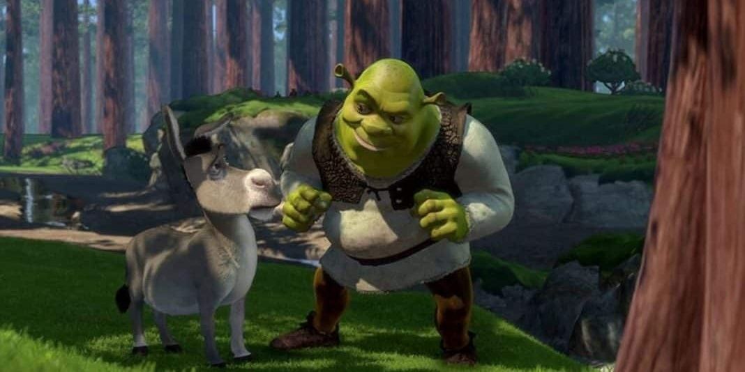 Shrek talking to Donkey in Shrek 2001