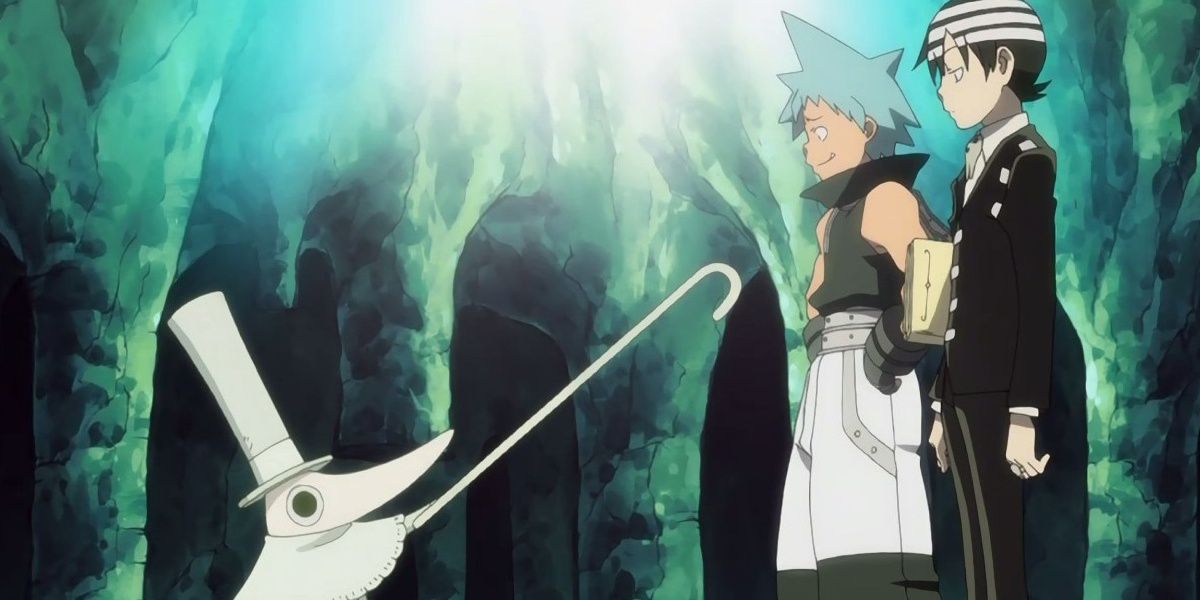 Soul Eater Excalibur Talking To Death The Kid And Black Star Cropped
