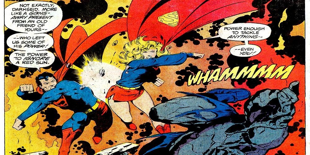 Supergirl and Superboy Fight Darkseid