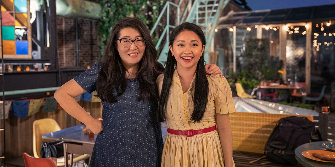 Jenny Han and Lana Condor post backstage on the To All the Boys I've Loved Before: Always and Forever film set