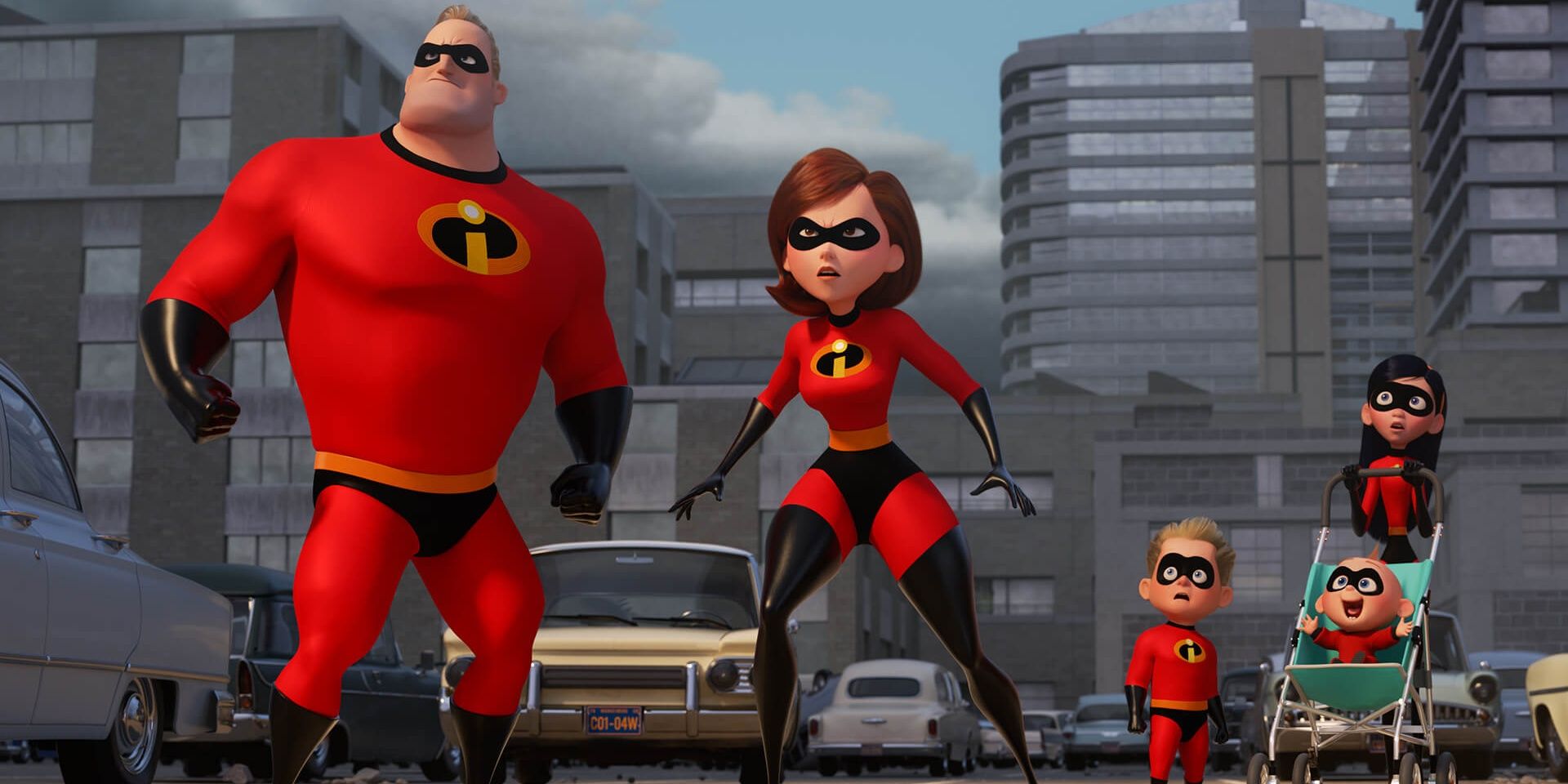 The Incredibles family in action in The Incredibles Cropped