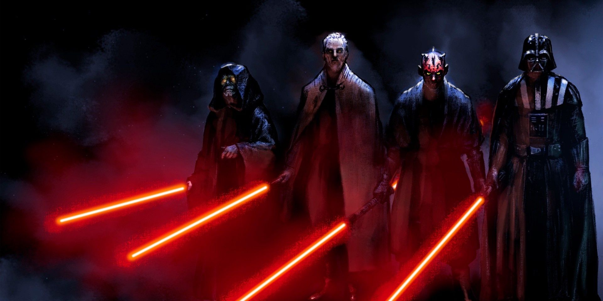 Darth Sidious, Darth Tyrannus, Darth Maul, and Darth Vader