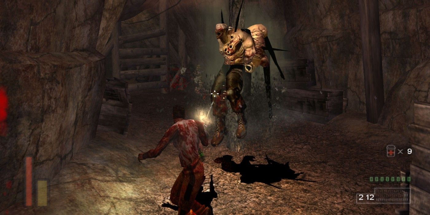 A player in combat in The Suffering.