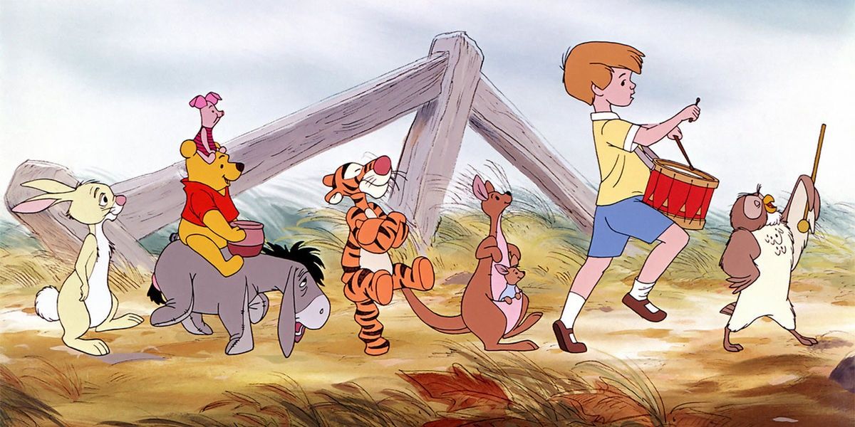 The friends having fun in The Many Adventures of Winnie the Pooh Cropped