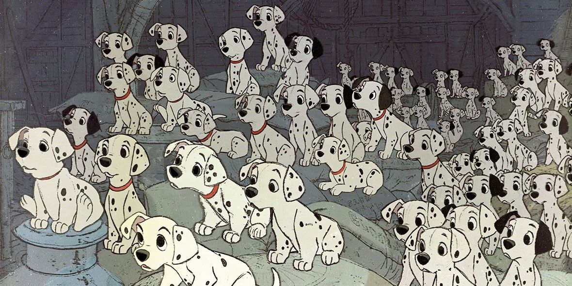 The puppies sitting together in One Hundred and One Dalmatians Cropped