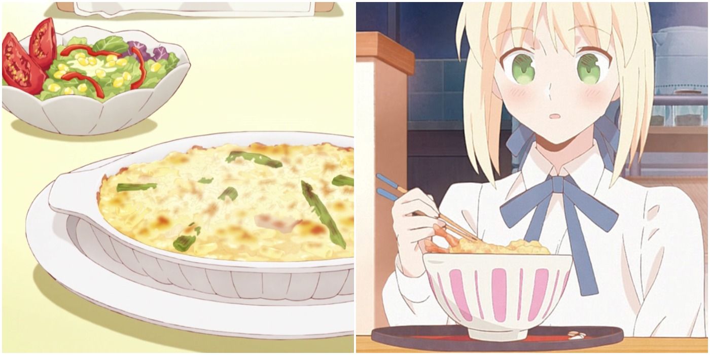 Today's Menu In The Emiya Household Anime With Gratin And Saber Eating