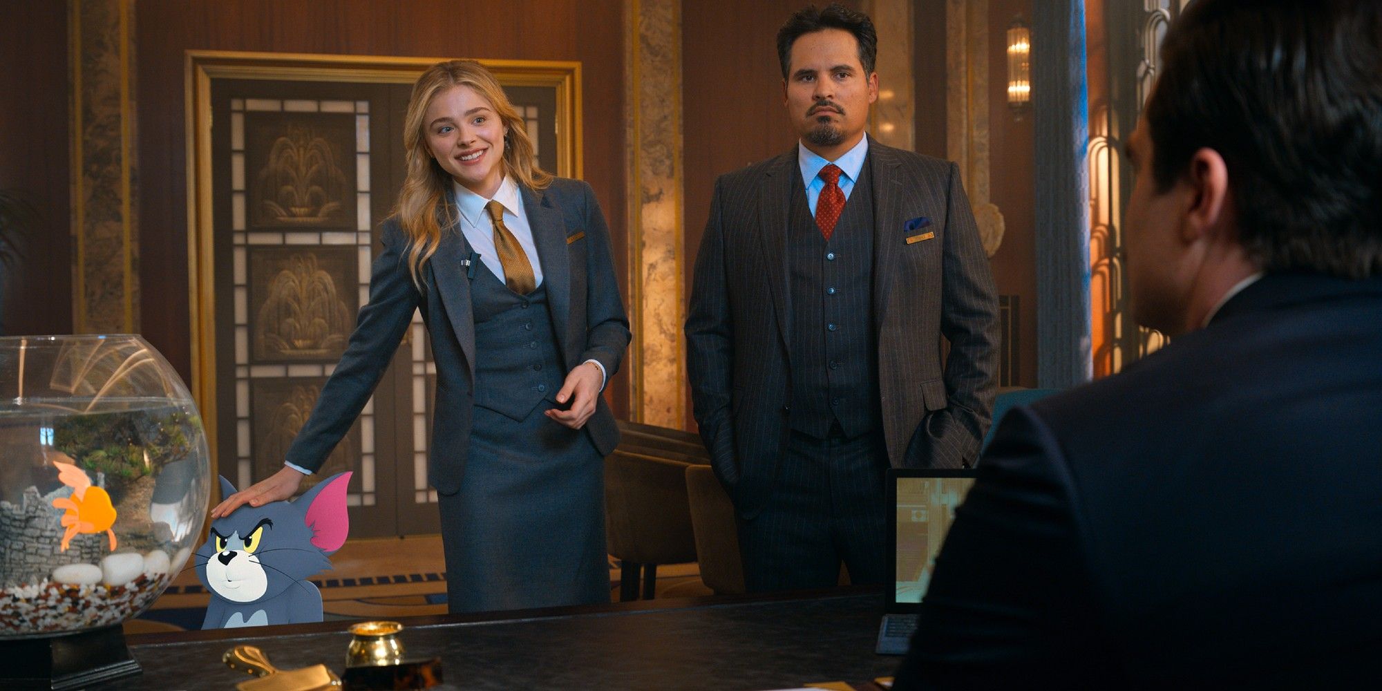 Chloe Grace Moretz and Michael Pena in Tom and Jerry