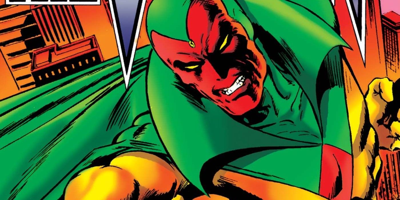 The Vision making a menacing face in Marvel Comics