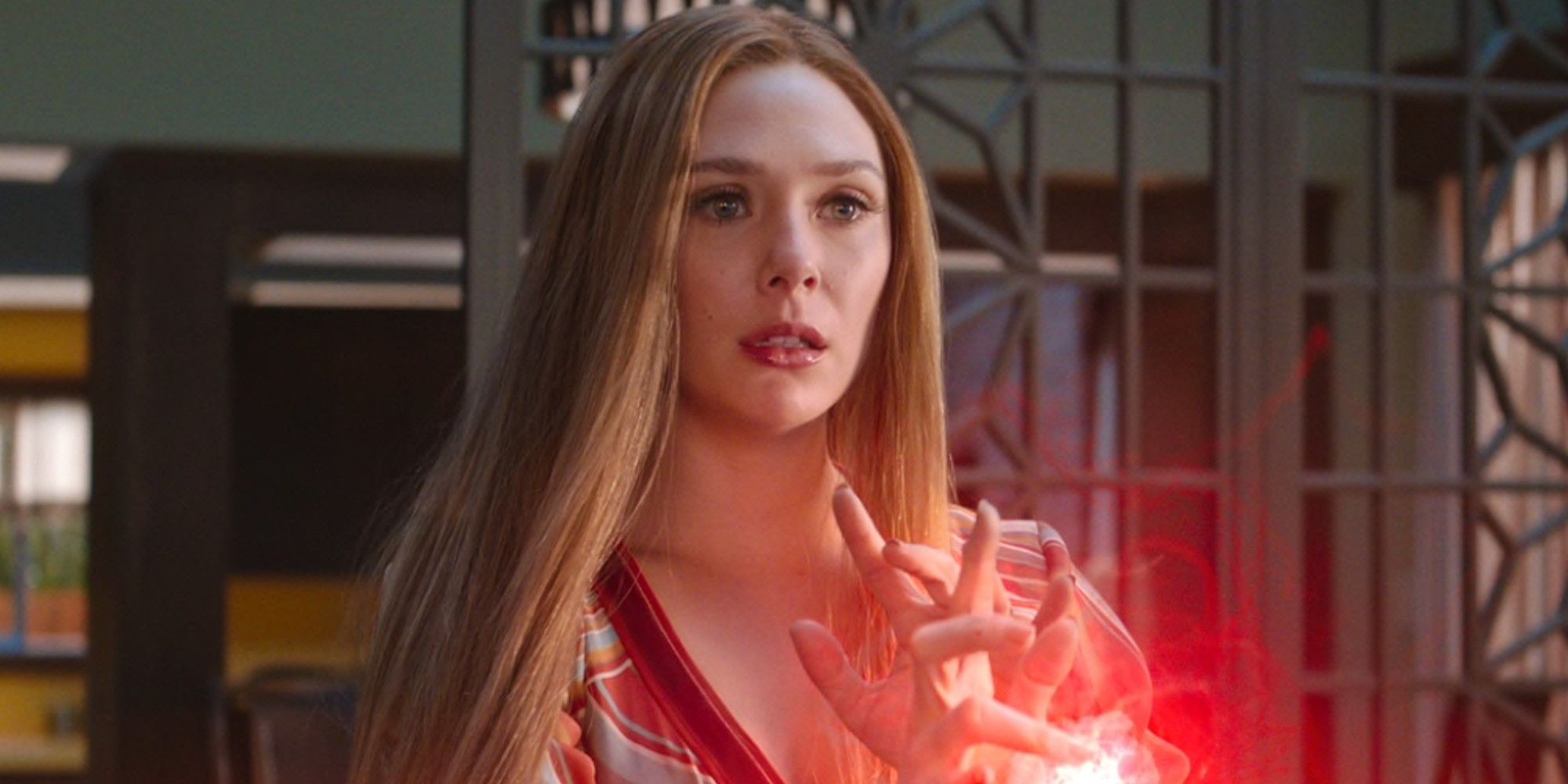 Wanda (Elizabeth Olsen) using her powers on WandaVision