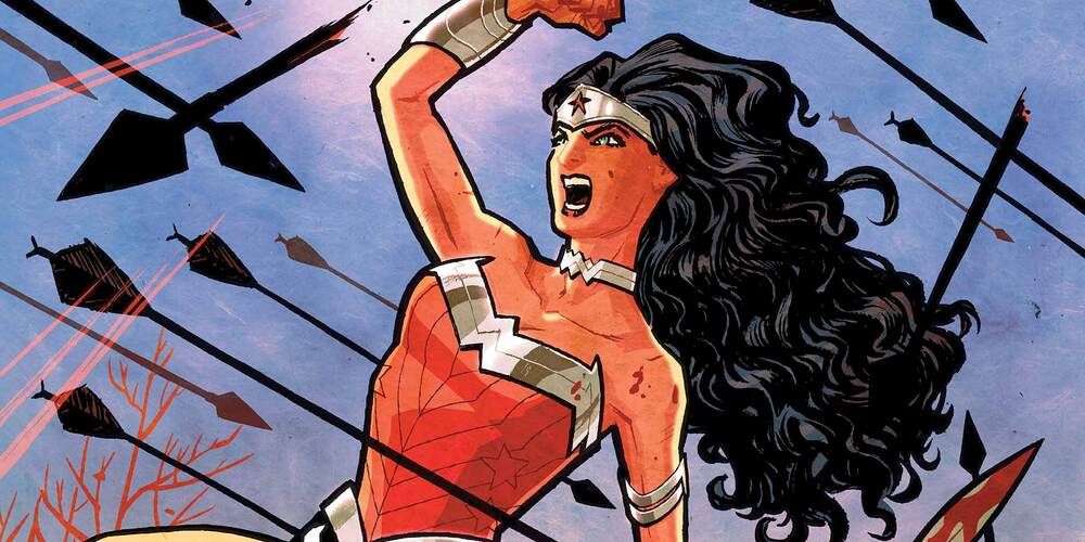 Wonder Woman blocks incoming arrows in New 52 Vol. 1 Blood