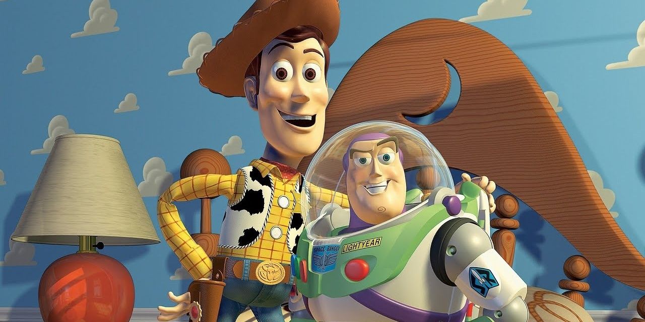 Woody hugging Buzz in Toy Story 1995