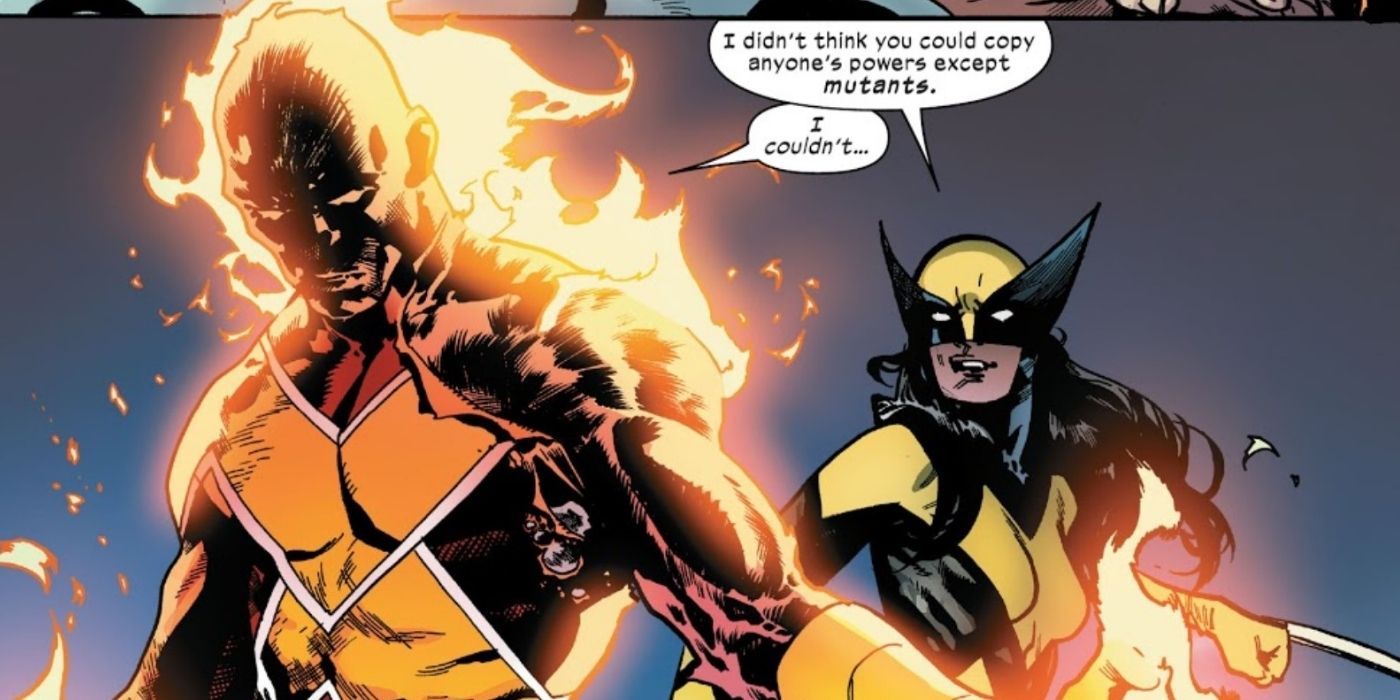 X-Men #18. Synth gains new powers, and Wolverine is impressed