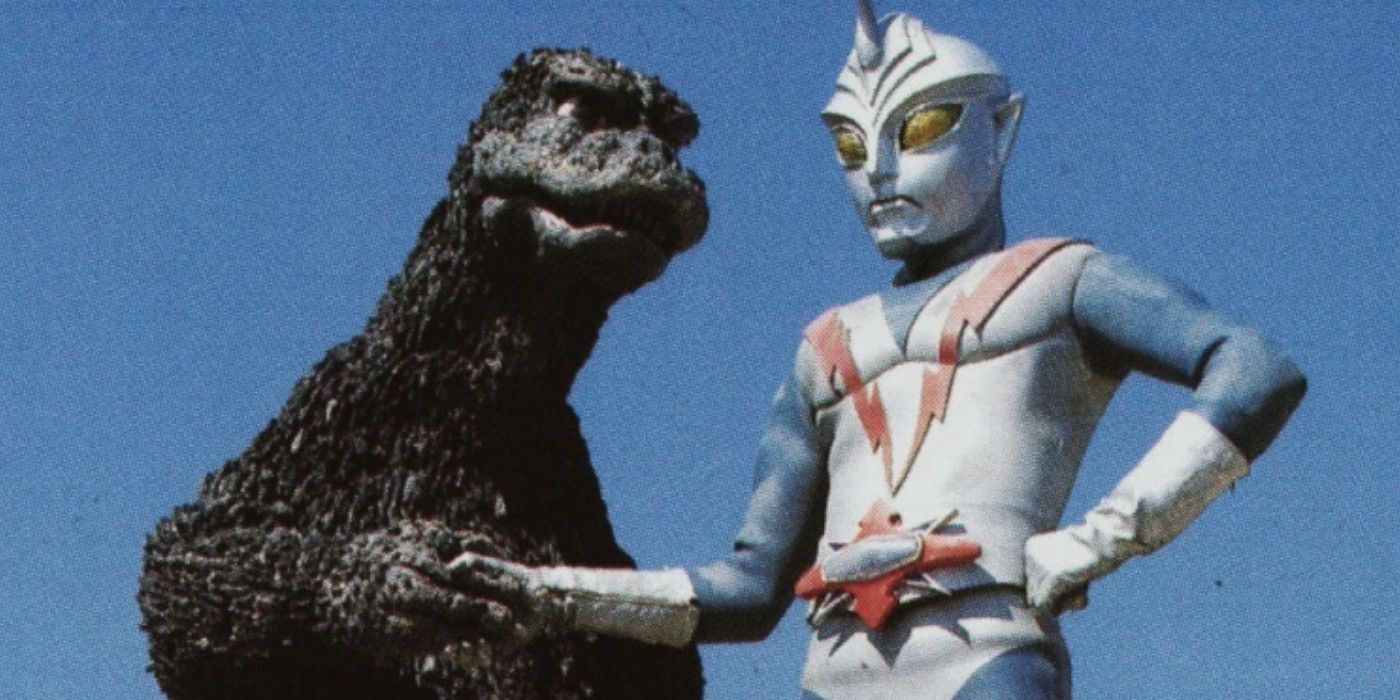 Zone Fighter And Godzilla Shaking Hands