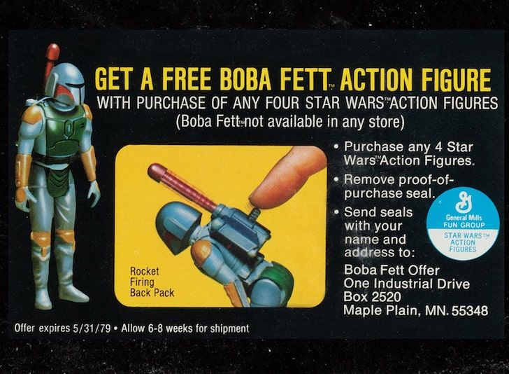Boba Fett rocket-firing action figure advertisement