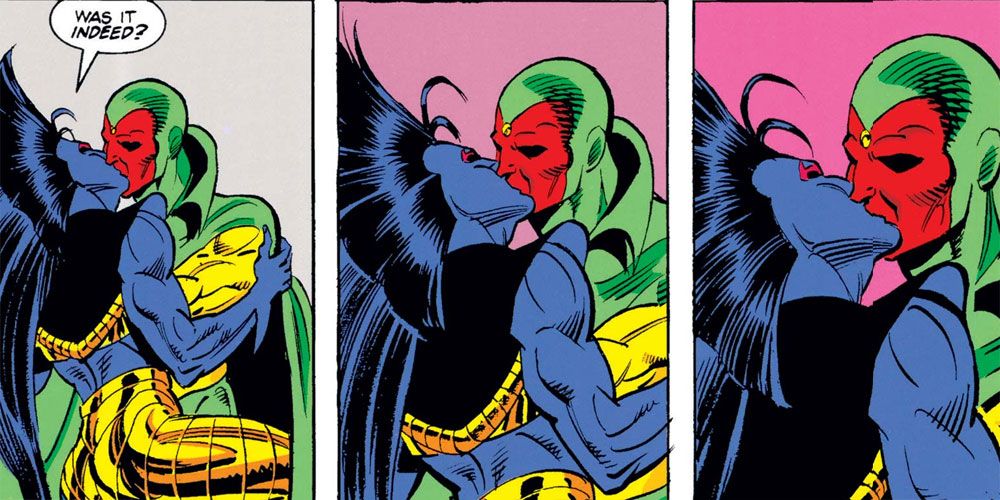 Dathcry and Vision kissing from Avengers #367