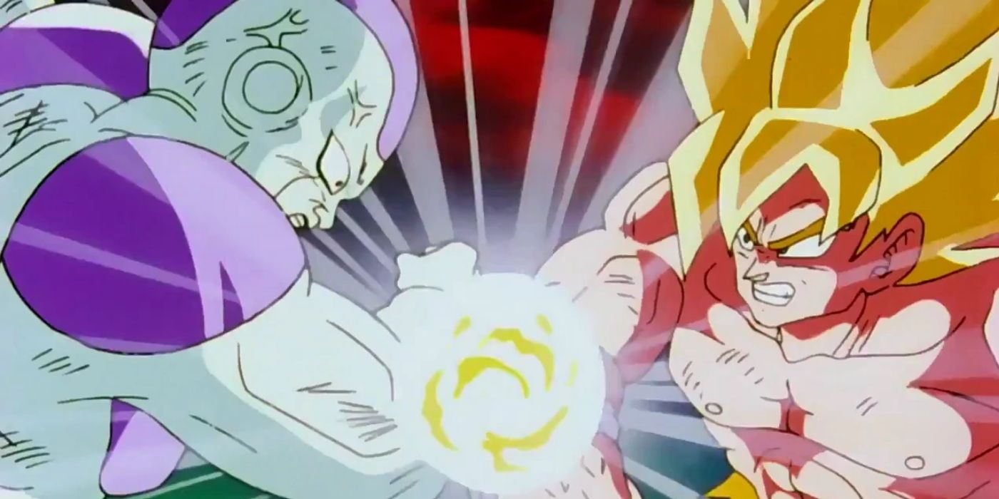 Goku fighting Frieza on Planet Namek in Dragon Ball Z