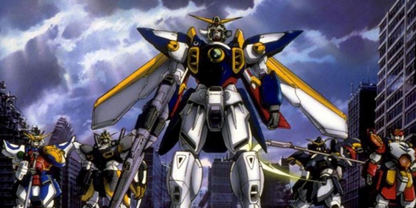 All the main mecha units from the Mobile Suit Gundam Wing anime