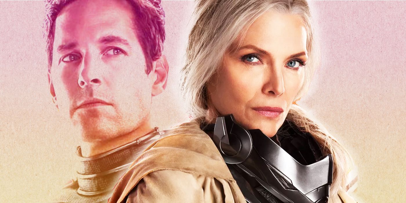 Scott Lang and Janet Van Dyne looking stoic in promo art for Ant-Man and the Wasp.