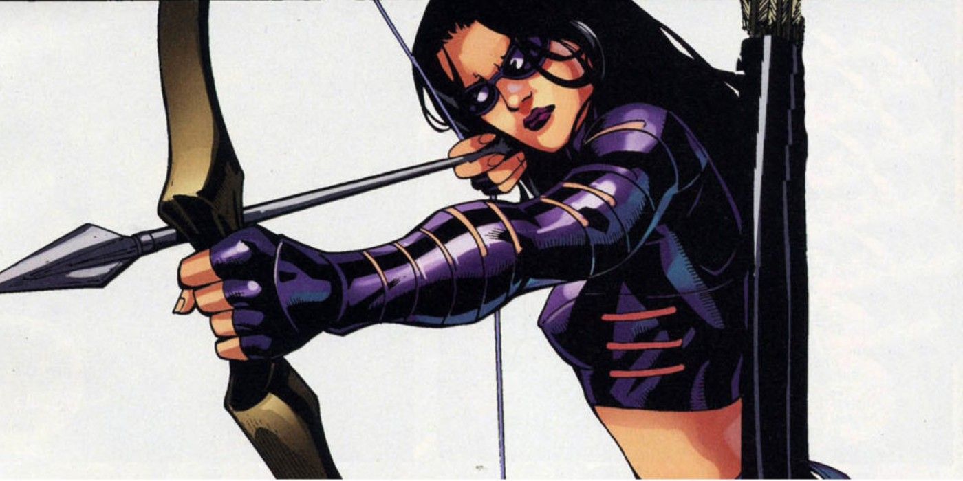 Kate Bishop as Hawkeye nocking an arrow