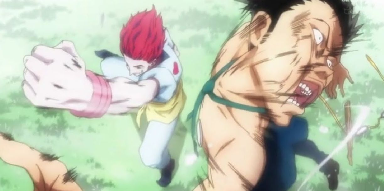 Hisoka punches leorio during the hunter exam