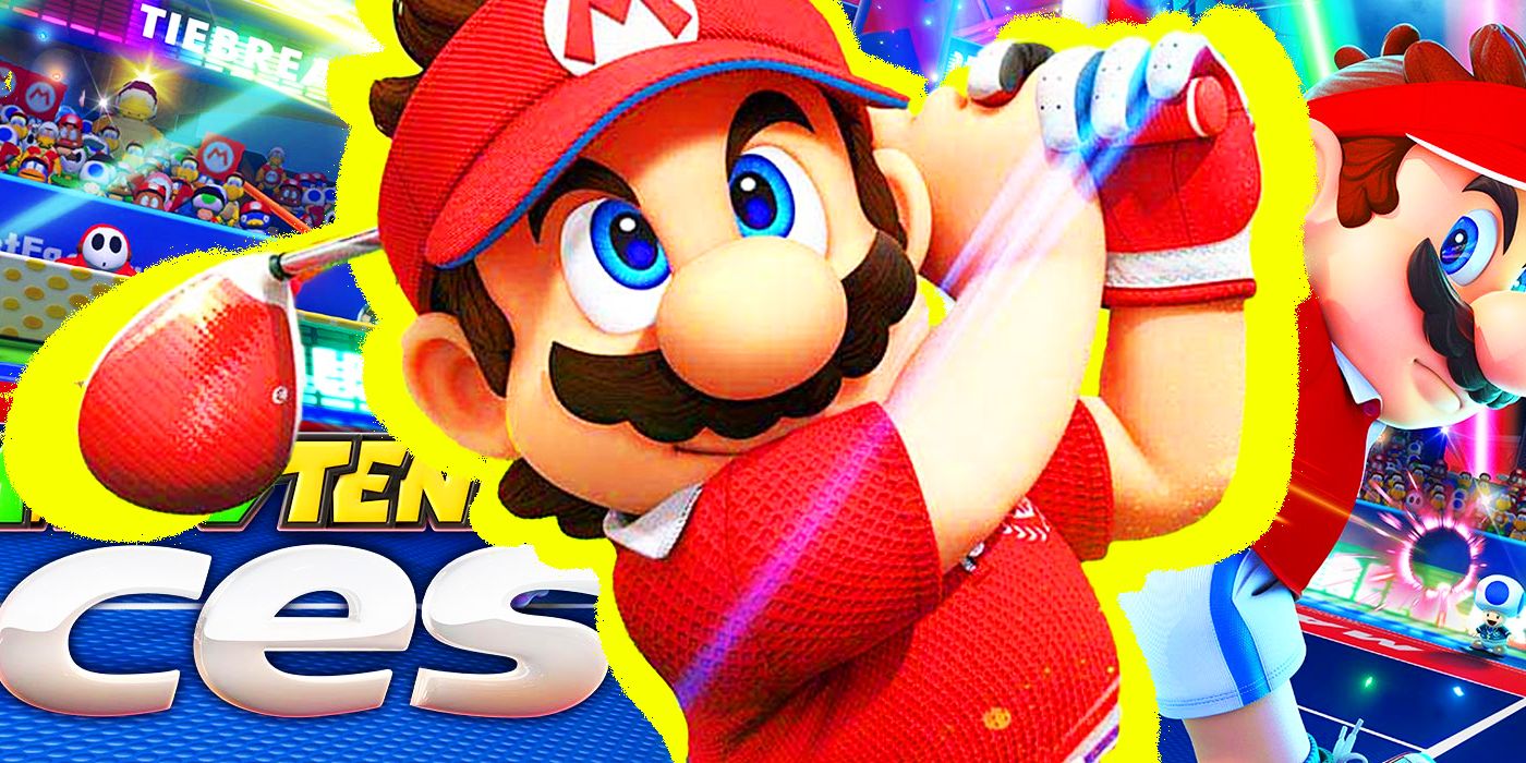 Collage image of Mario golfing and playing tennis