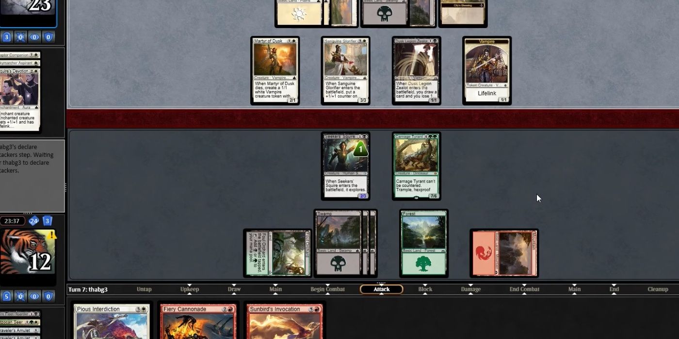 An image of Magic The Gathering Online gameplay.