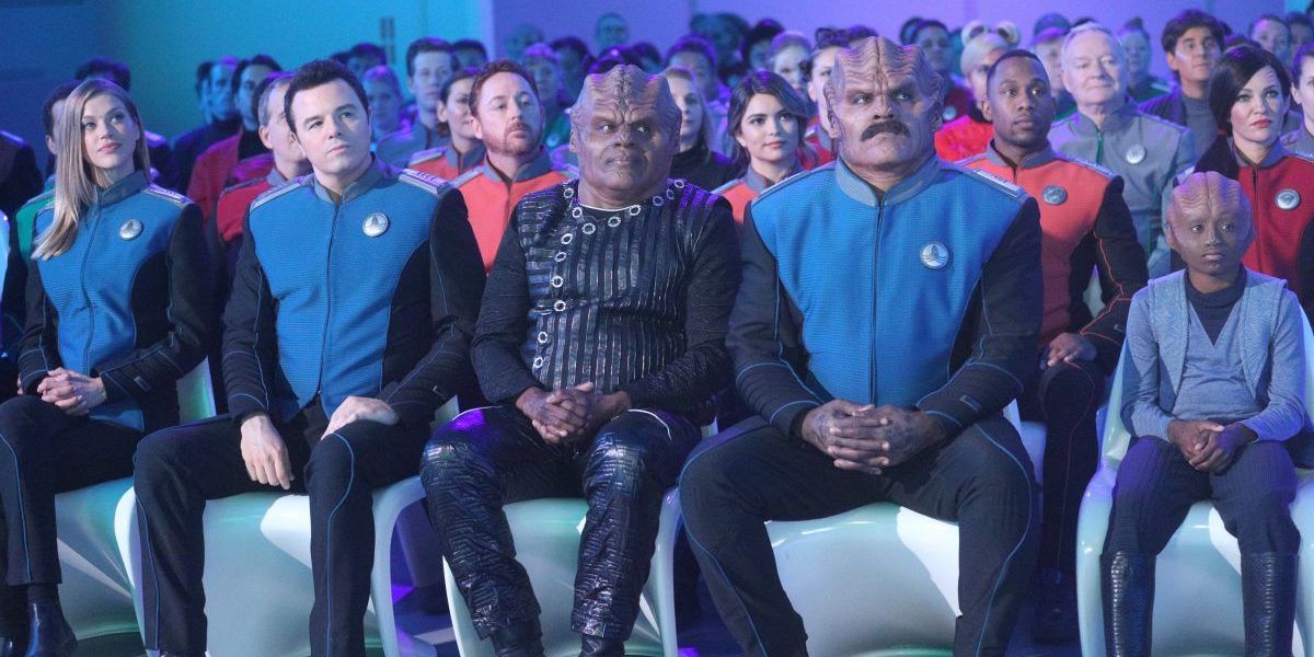 Bortus mustache the crew a question about his child on The Orville