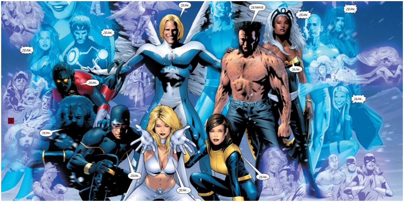 Comic panel of all the x-men calling out Jean
