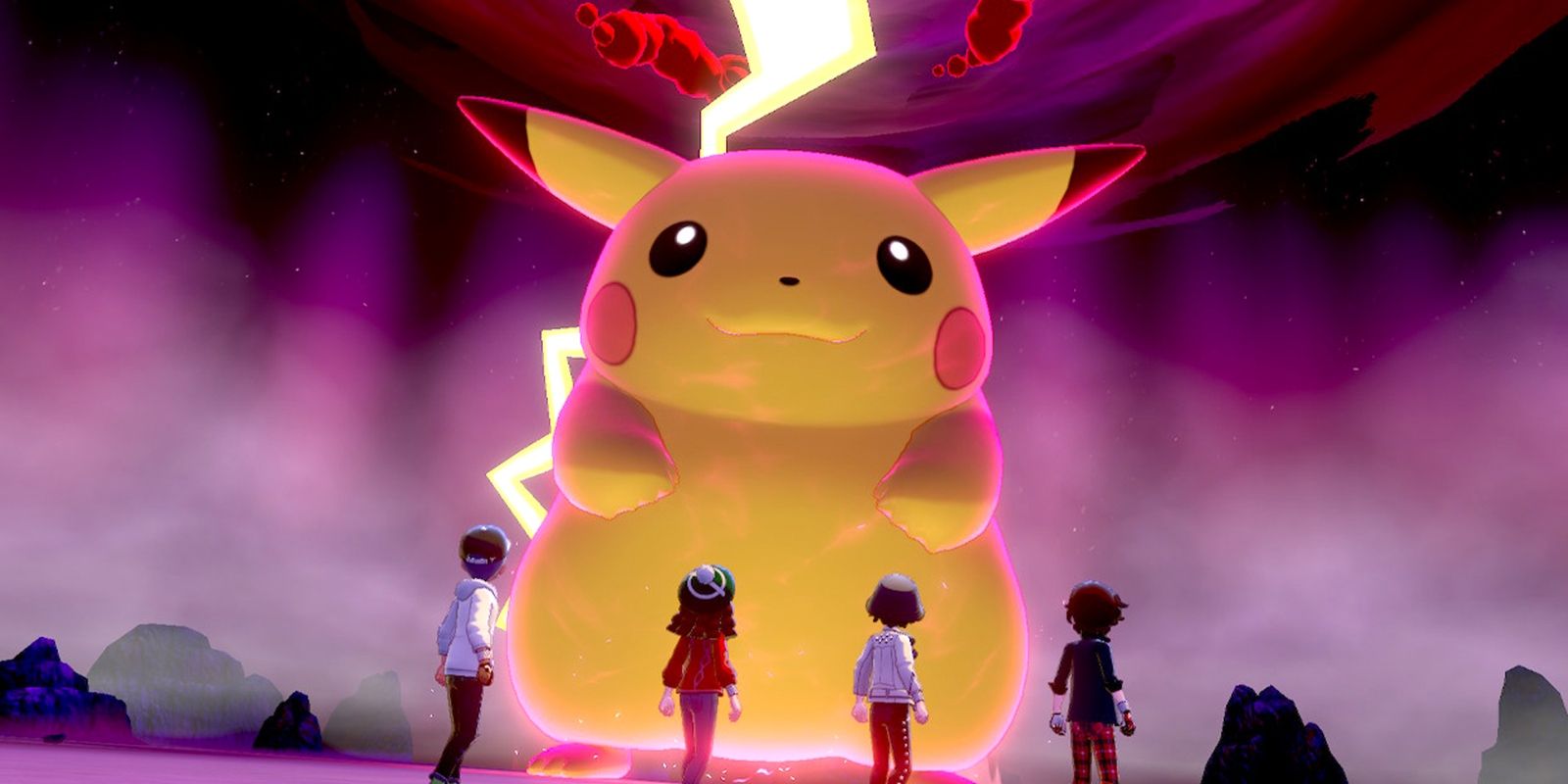Players encounter a Gigantamax Pikachu in Pokémon Sword and Shield.