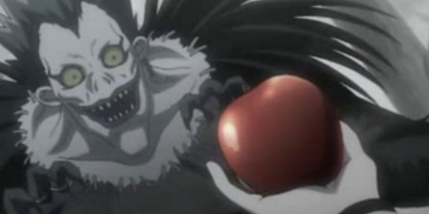 Shinigami Ryuk hungers for an apple in Death Note