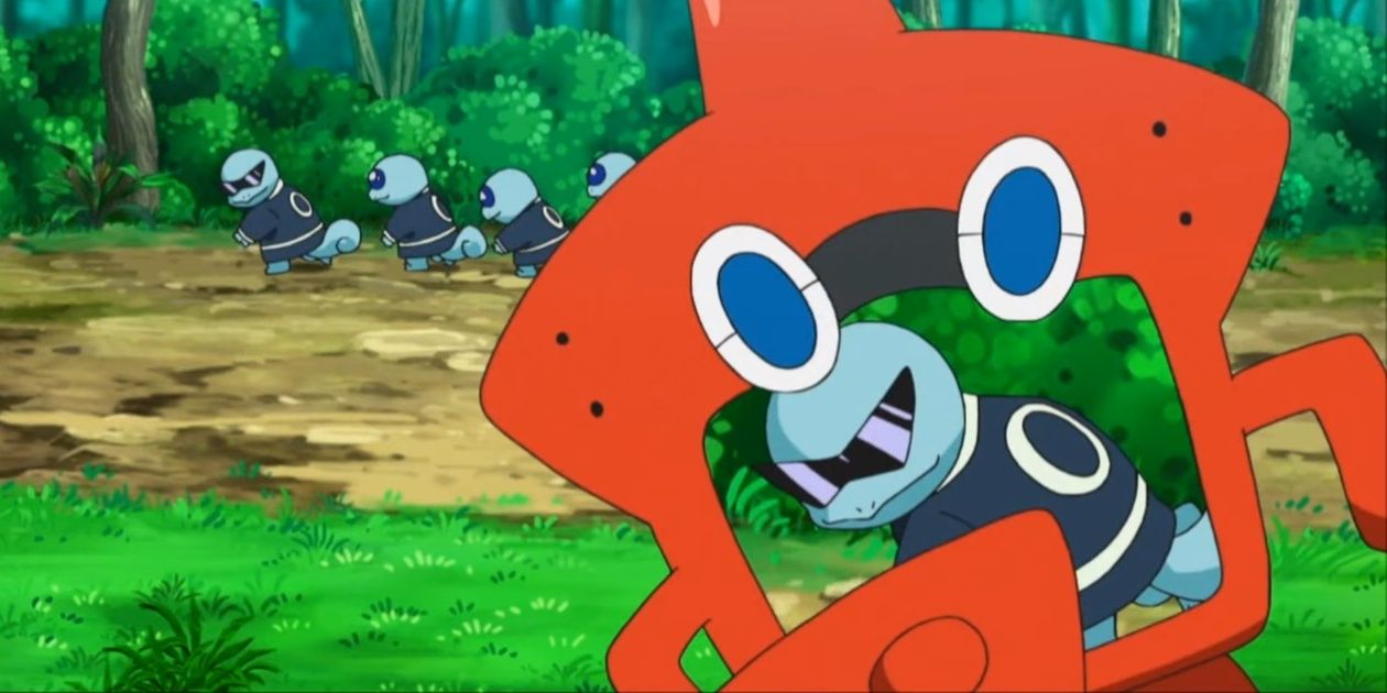 squirtle being viewed through a rotom Pokedex in pokemon