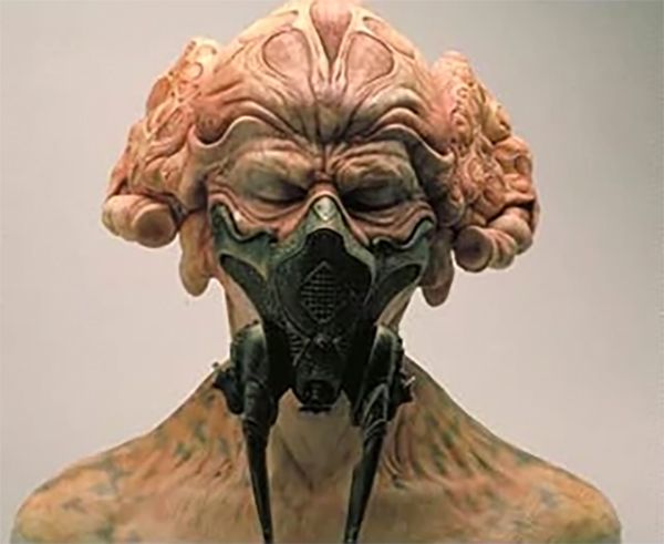 A model of Plo Koon, shown without his protective goggles