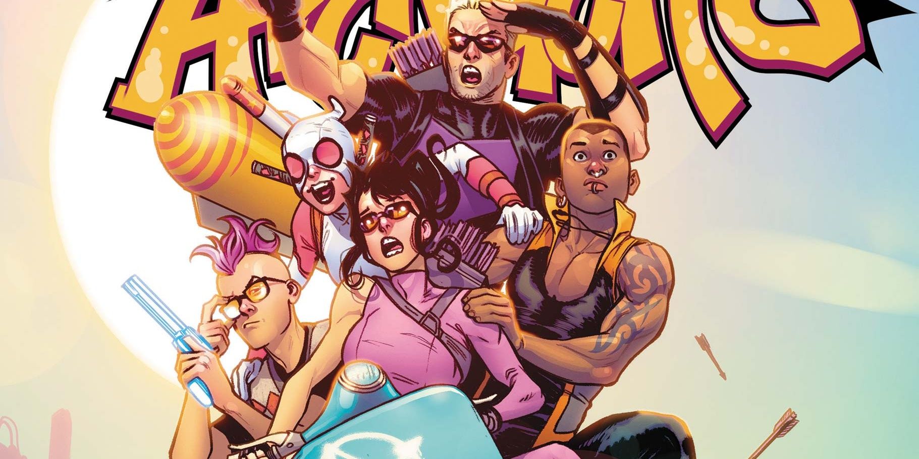 Hawkeye and Kate Bishop with the West Coast Avengers