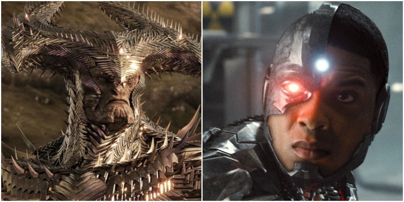 a photo collage of steppenwolf and cyborg in the snyder cut