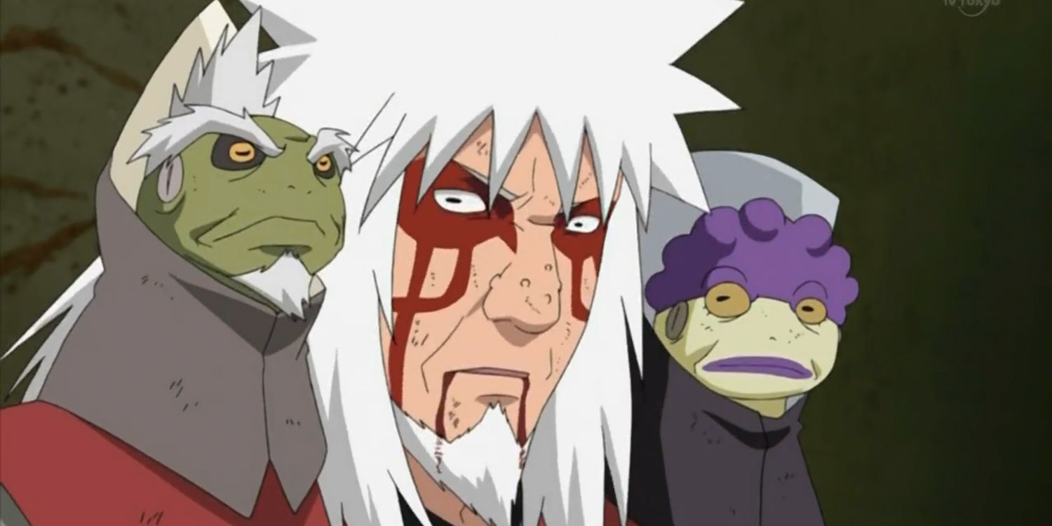Naruto Jiraiya with toads on his shoulder