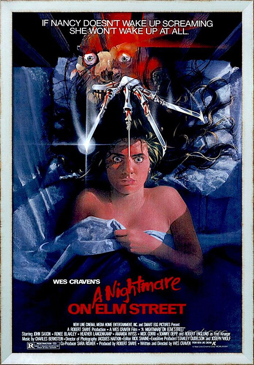 The original 1980s poster for A Nightmare On Elm Street