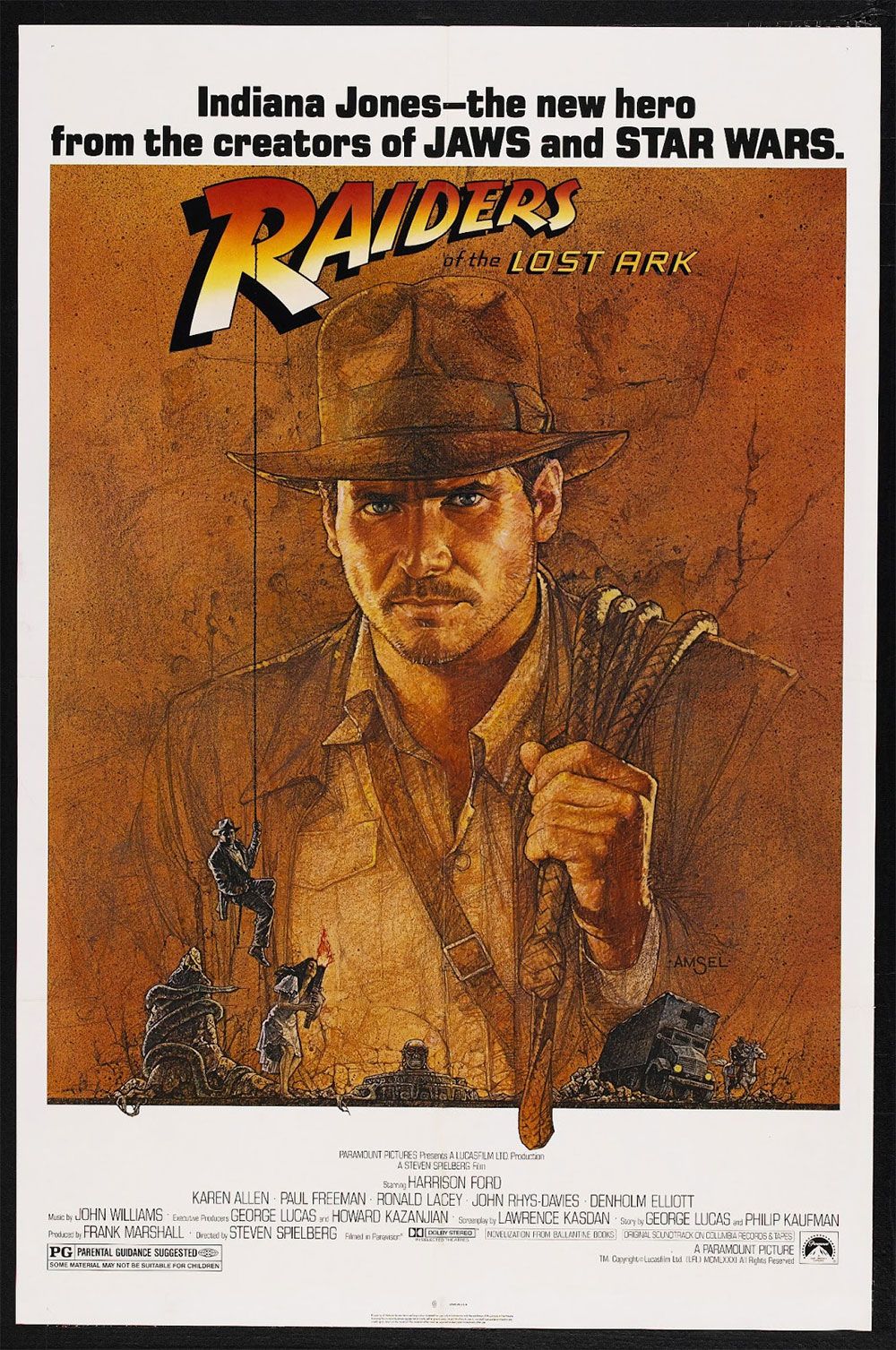 The original 1980s poster for Raiders of the Lost Ark