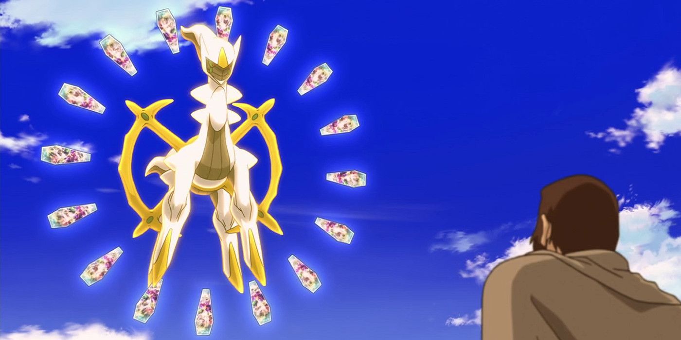 Arceus creating the world in the Pokémon anime.