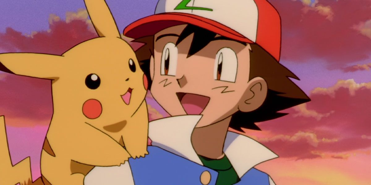 Ash and Pikachu smile at each other