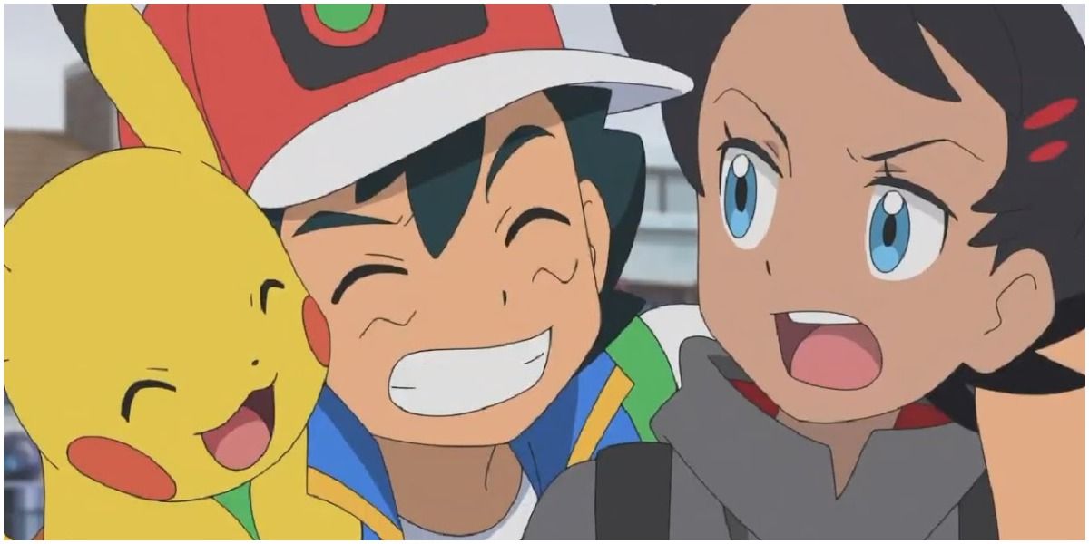 Ash, Pikachu, and Gou from Pokémon Journeys