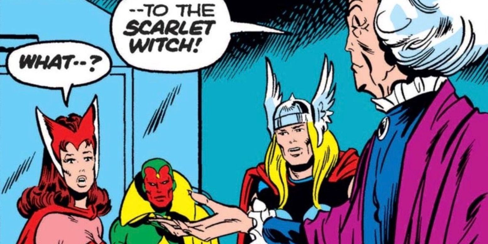 Agatha Harkness, Wanda Maximoff and the Avengers in Avengers 128.