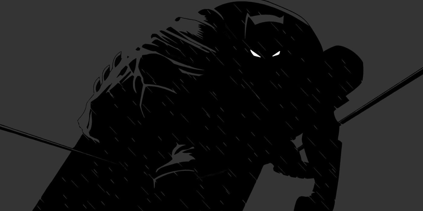 A silhouette rendition of Batman, as per The Dark Knight comics