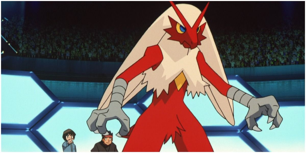 Blaziken ready for battle in the Pokémon anime.