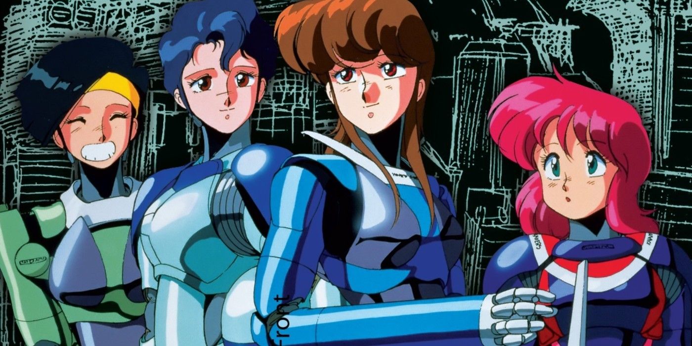 Knight Sabers consider their mission in Bubblegum Crisis.