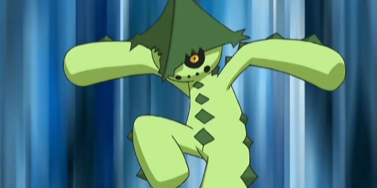 Pokemon Cacturne jumps up in the Pokemon anime